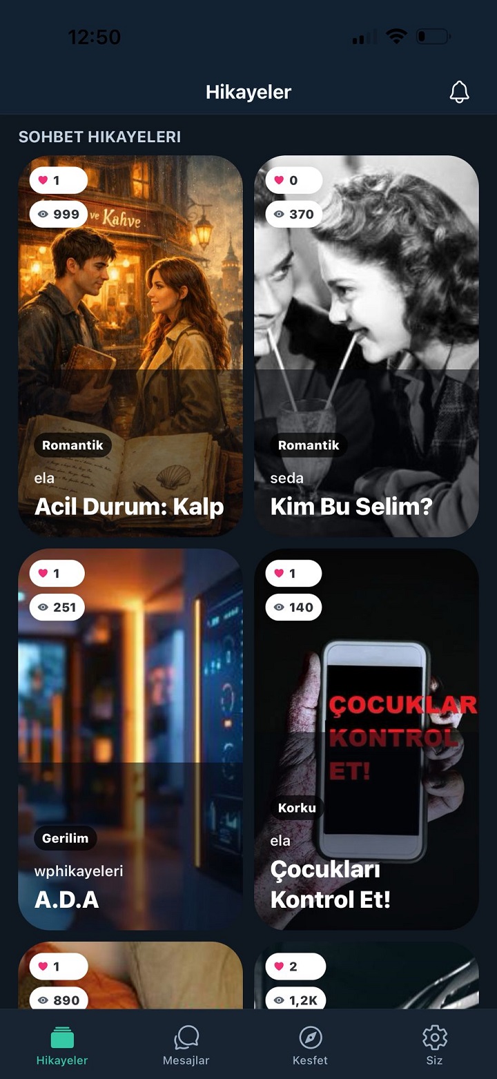 Kapak listesi ekrani